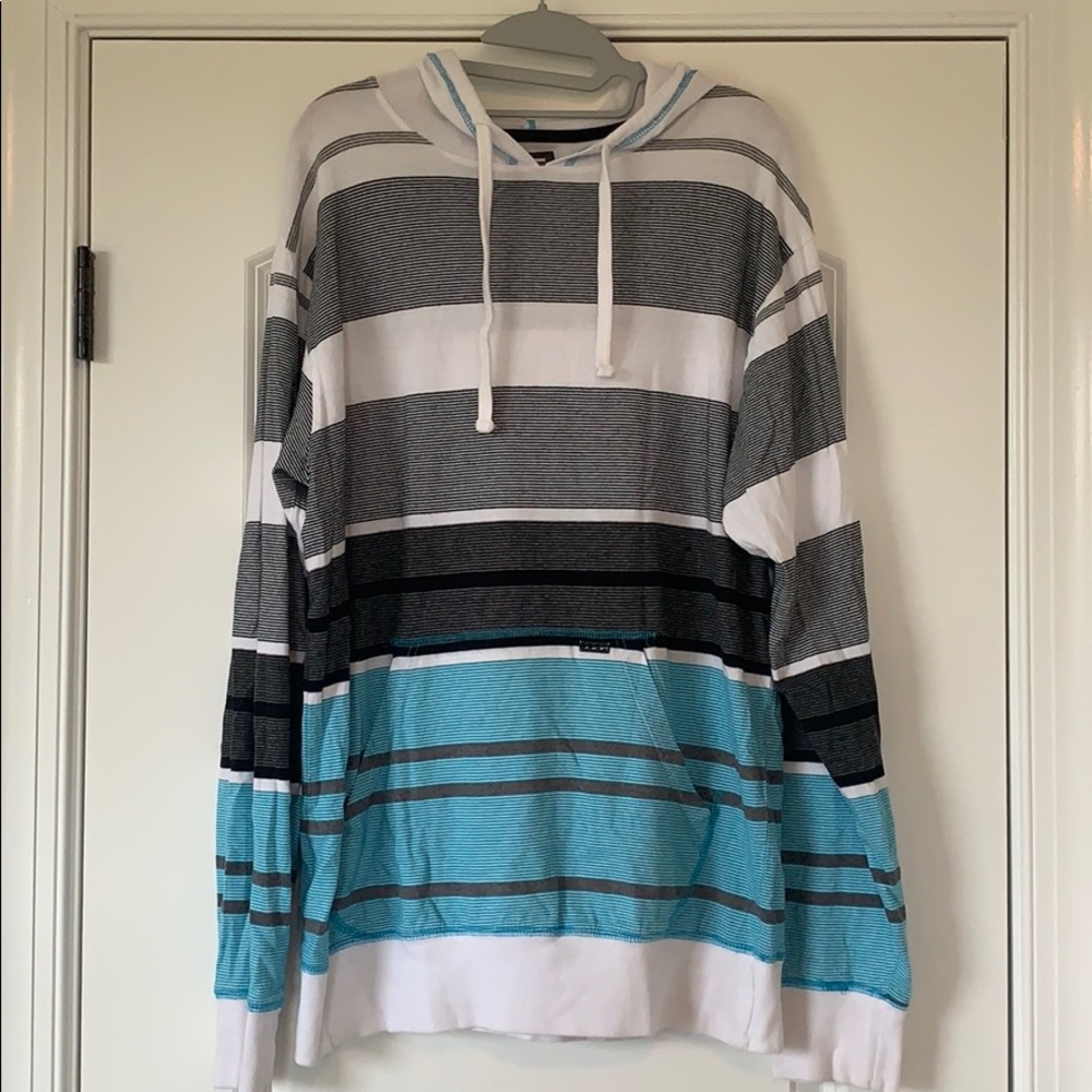Billabong Men’s Striped Hoodie, White, Extra Large